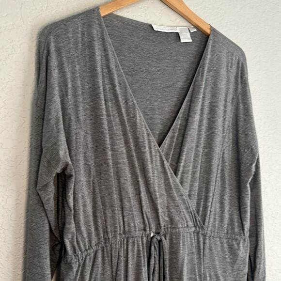Soft Surroundings Grey Cinch Waist Tunic Top Pockets Medium - Picture 5 of 5
